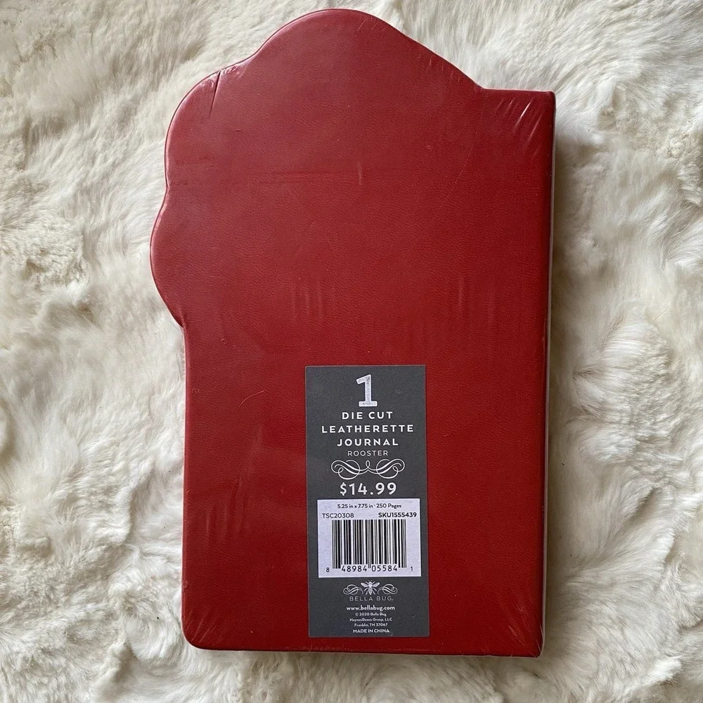 Bella Bug Die Cut Leatherette Journal Rooster‎ Red Leather 250 Pages NEW